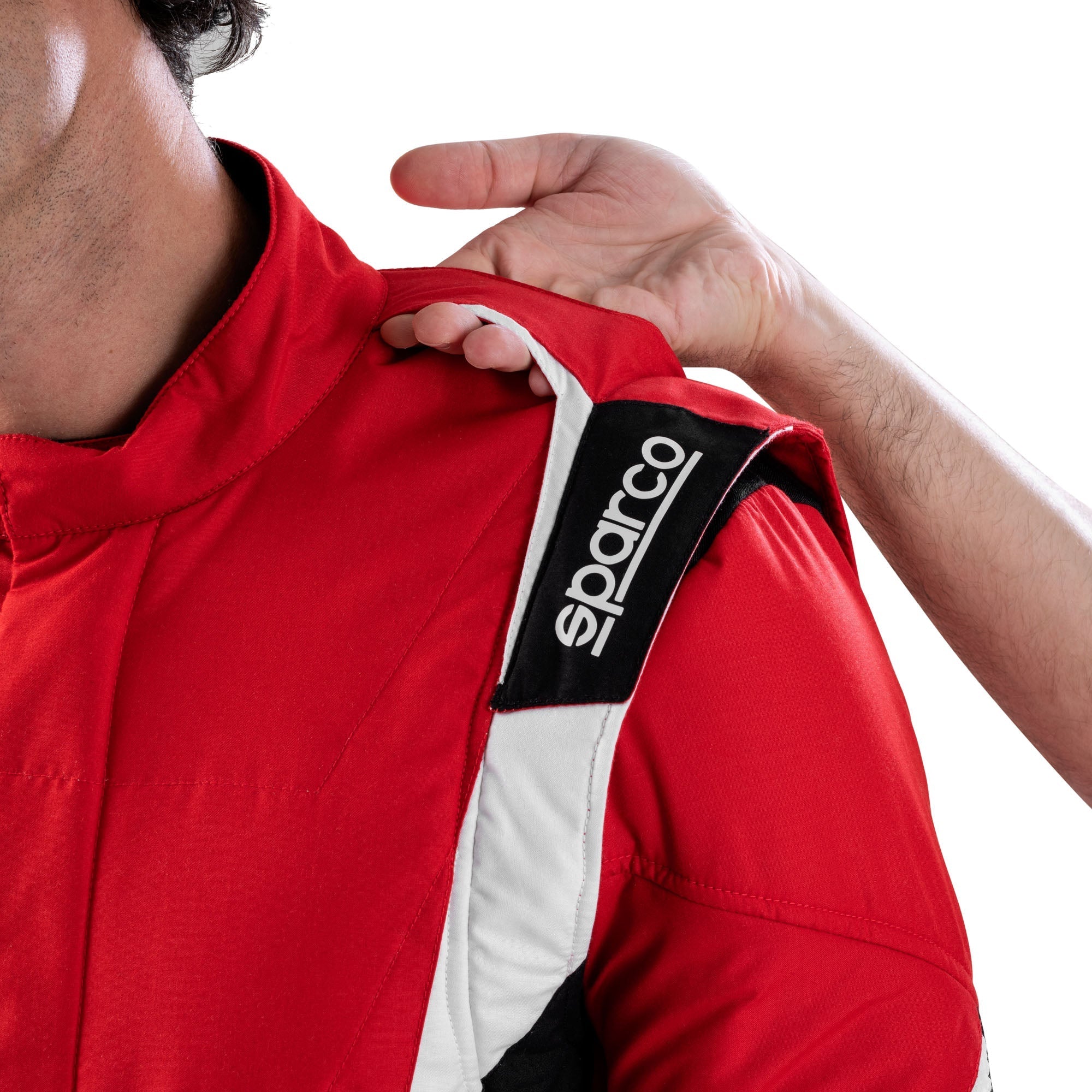 Sparco Super Light Race Suit Red White detail back panel Endless Racegear