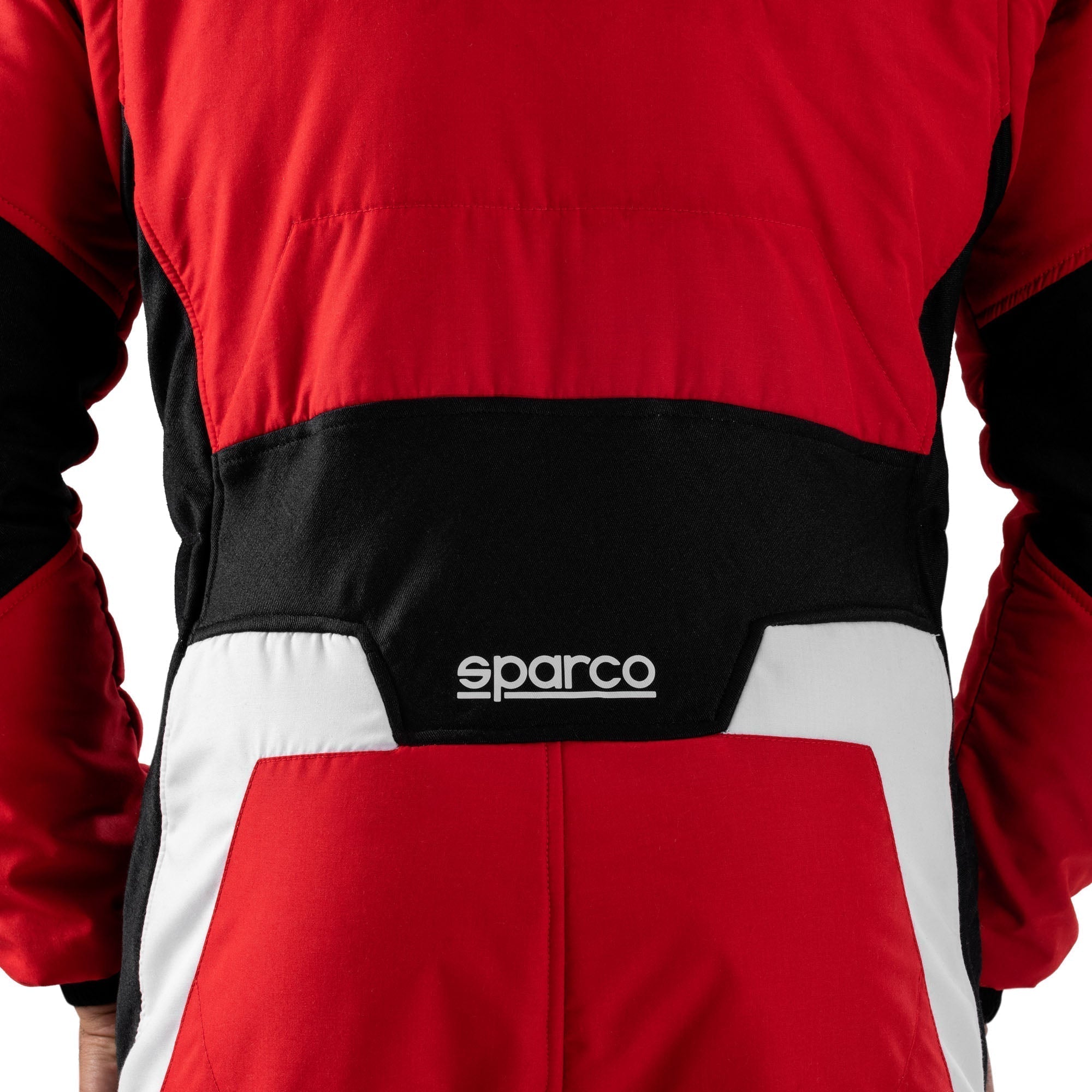 Sparco Super Light Race Suit Red White detail waist belt Endless Racegear