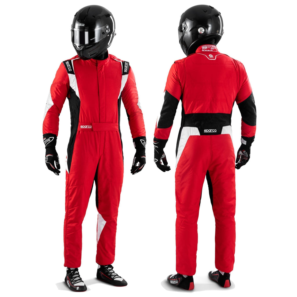 Sparco Super Light Race Suit Red White colourway group shot Endless Racegear