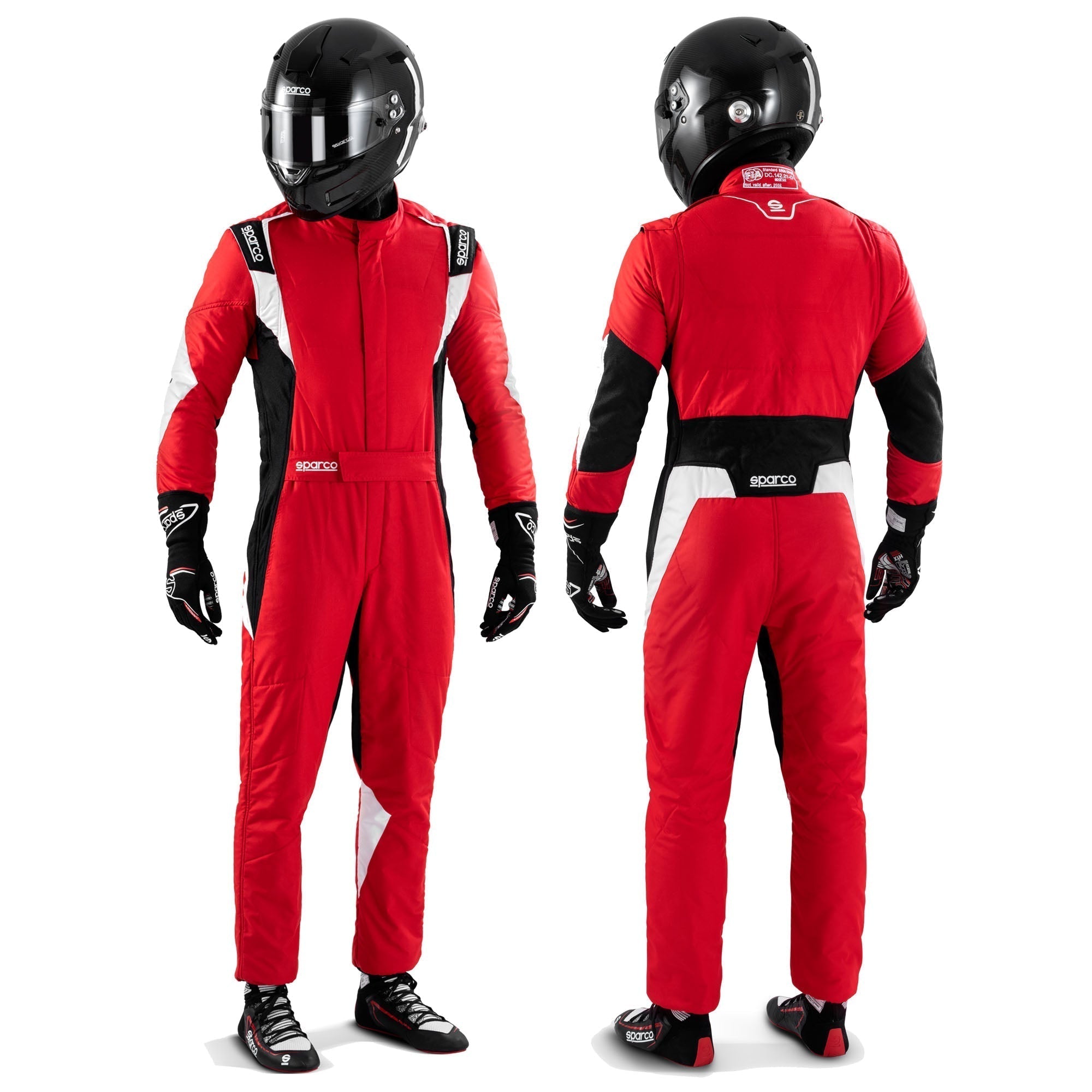 Sparco Super Light Race Suit Red White colourway group shot Endless Racegear