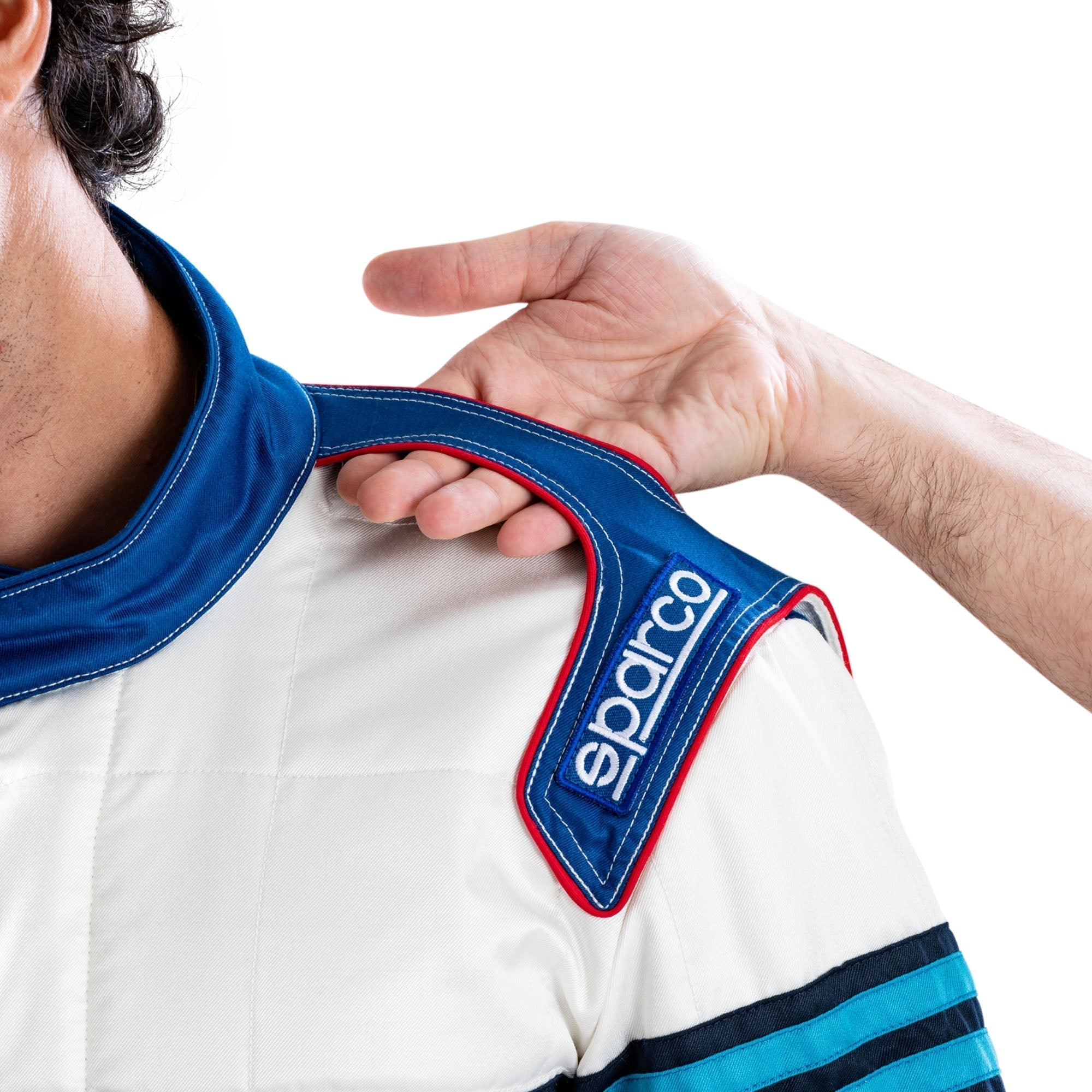 Sparco Martini Racing Suit Blue colourway detail two Endless Racegear