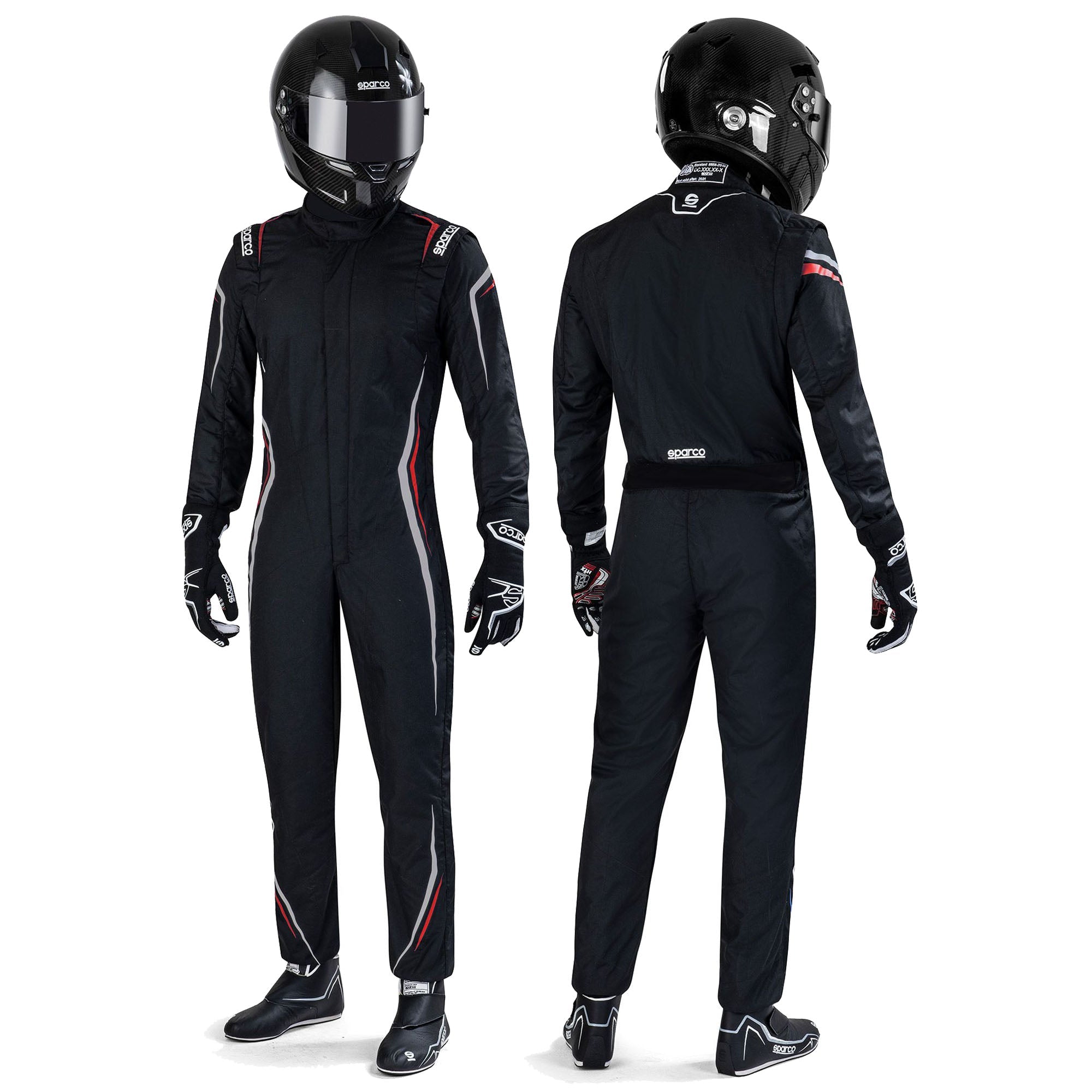 Sparco Prime Race Suit Black colourway group shot alternate Endless Racegear