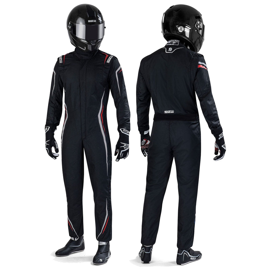 Sparco Prime Race Suit Black colourway group shot Endless Racegear