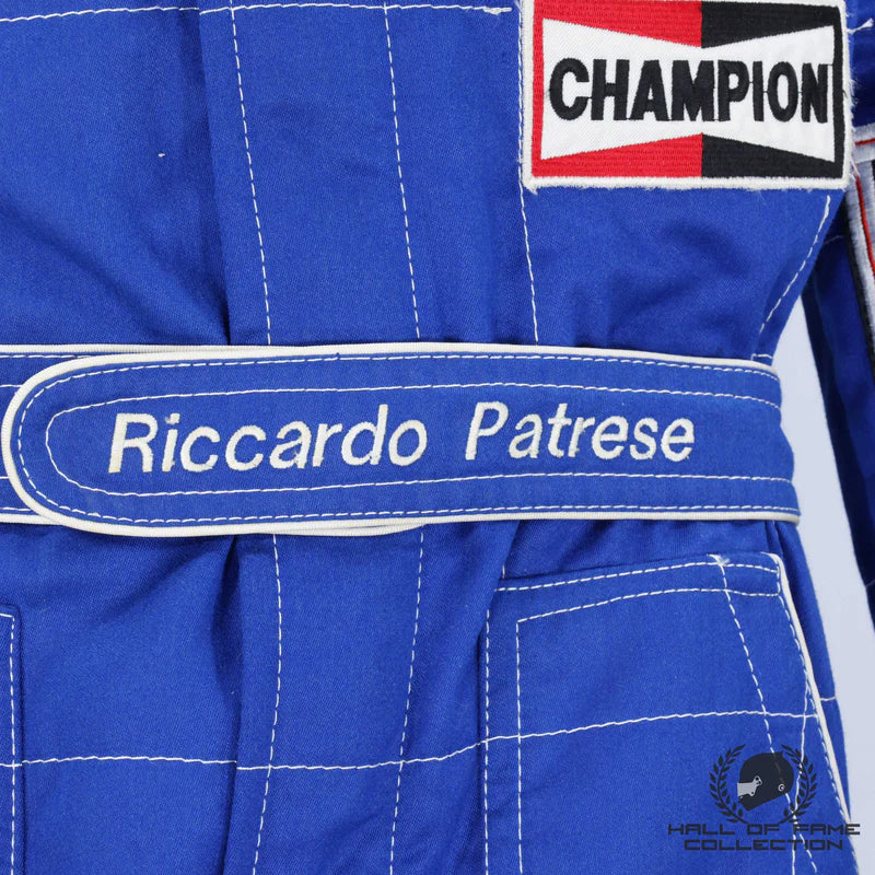 1992 Ricardo Patrese Williams Renault F1 Suit embroidery close-up Endless Racegear