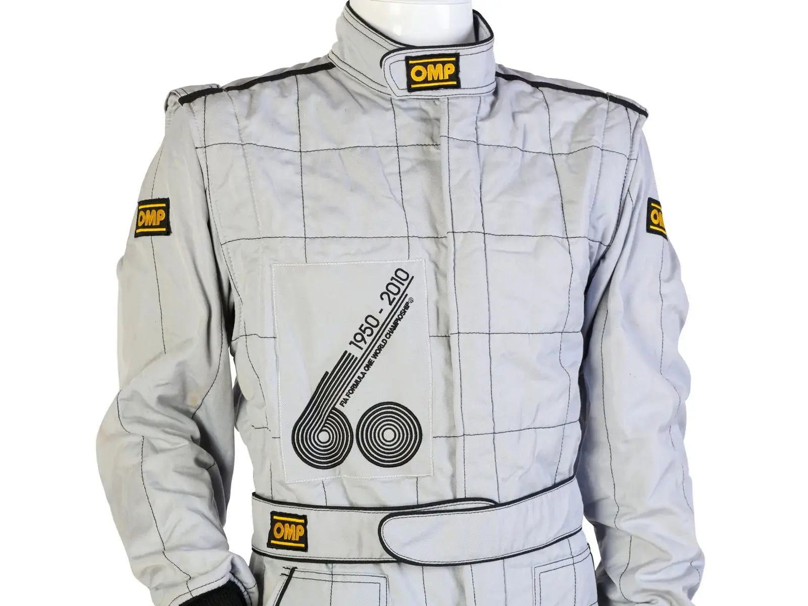 2010 Nigel Mansell 50th Anniversary Bahrain Race Suit fabric close-up Endless Racegear