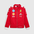 Red Scuderia Ferrari team jacket, full-zip front with sponsor patches