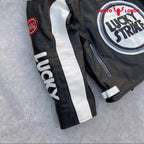 Lucky Strike White Leather Jacket Unisex Endless Racegear