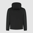 Men's rain jacket, black hooded back with elastic cuffs