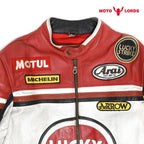 Lucky Strike Leather Jacket in Red and White Endless Racegear