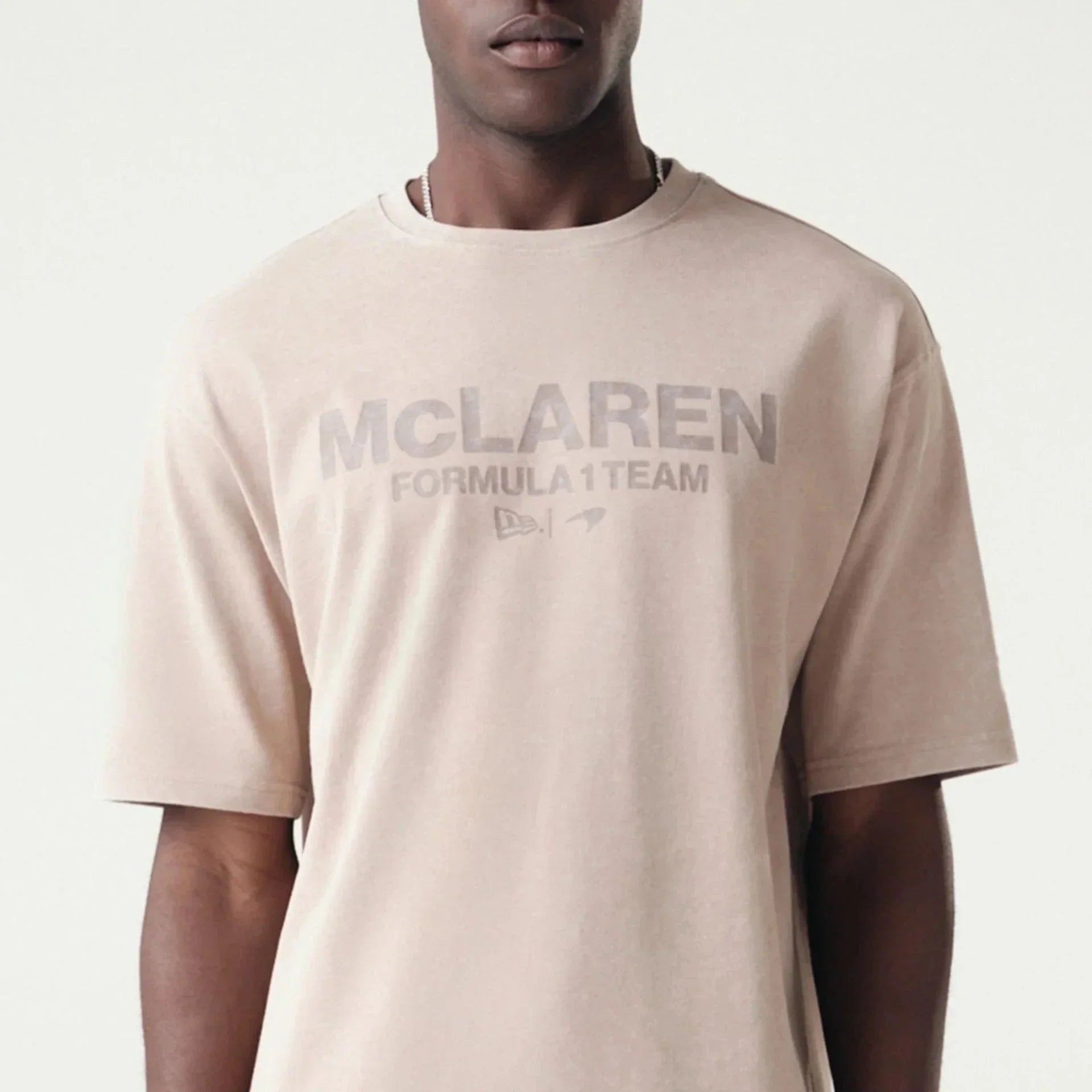 McLaren F1 x New Era Washed Logo T-Shirt - Stone/Black T-shirts McLaren-Castore XS Beige 