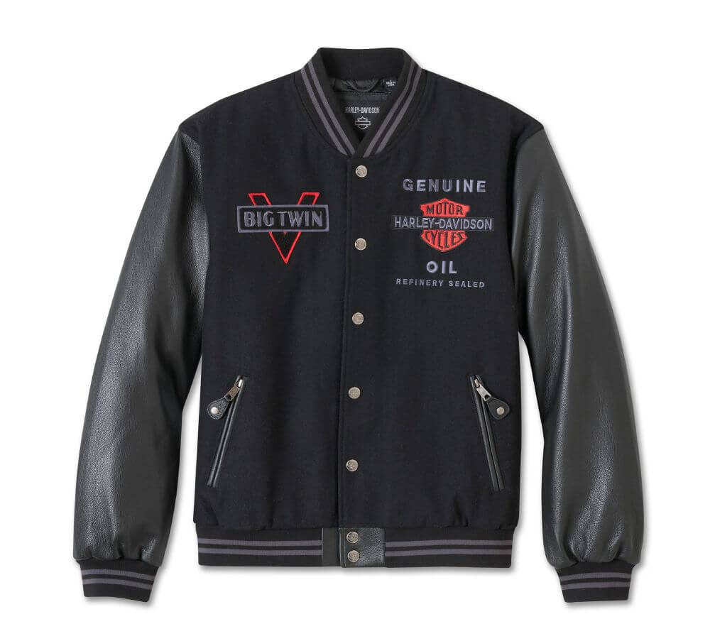 Harley-Davidson V-Twin Varsity Leather Jacket - Endless Racegear