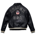 Buy Best Genuine Style Jet Black Avirex Leather Fashion Jackets For Sale rfxleatherofficial