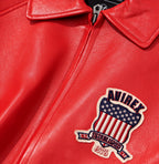 Buy Best Style Salvage Red Color Leather Fashion Bomber Jackets For Sale rfxleatherofficial