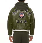 Buy Best Style Olive Leather Fashion Bomber Avirex Leather Jackets For Mens rfxleatherofficial