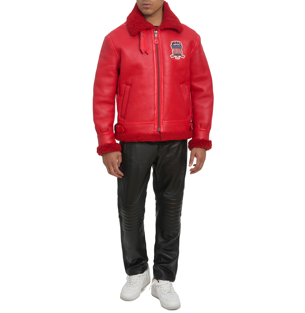 Buy the Best: Winter Avirex B3 Bomber Shearling Leather Jackets for Men – 30% Off! rfxleatherofficial