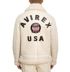 Buy Best Winter Avirex B3 Bomber Shearling Snow White Leather Jackets For Sale Mens rfxleatherofficial