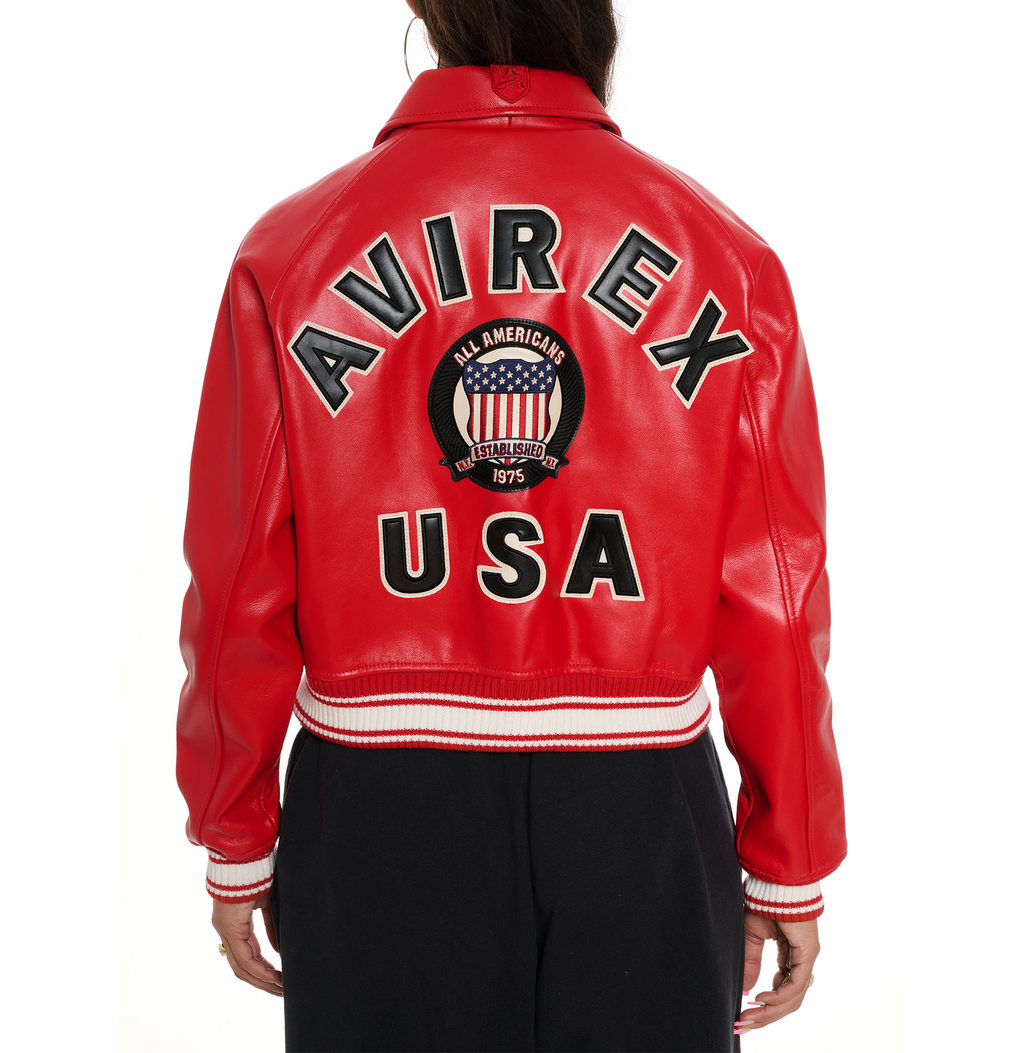 Shop Best High Quality Fashion Bomber Style Salvage Red Avirex Jackets rfxleatherofficial