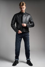 TWIN LEATHER JACKET BLACK - Men’s Leather Motorcycle Jacket Pando Moto