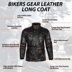 BGA Trail Master Vintage Waxed Leather Touring Jacket Long Coat