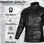 BGA Trail Master Vintage Waxed Leather Touring Jacket Long Coat