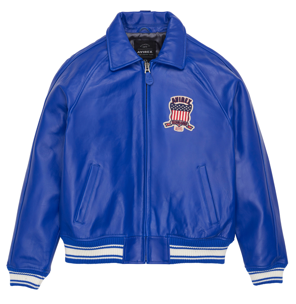 Shop Genuine Avirex Cobalt Leather Bomber Jackets – sale rfxleatherofficial