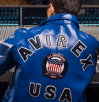 Shop Genuine Avirex Cobalt Leather Bomber Jackets – sale rfxleatherofficial