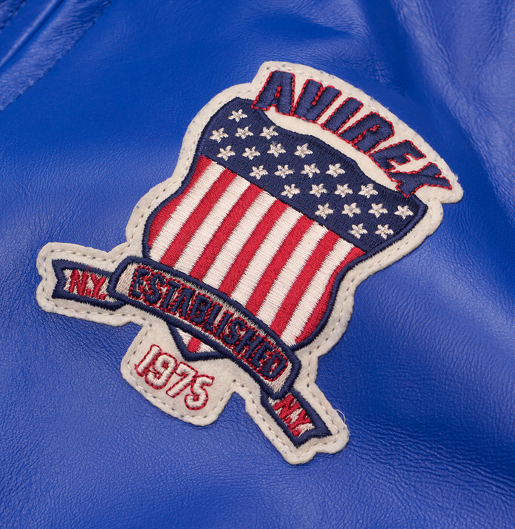 Shop Genuine Avirex Cobalt Leather Bomber Jackets – sale rfxleatherofficial