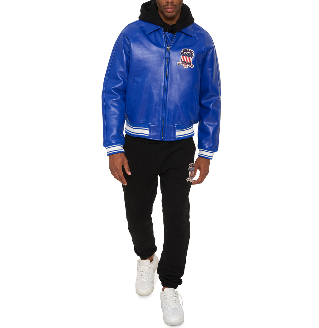 Shop Genuine Avirex Cobalt Leather Bomber Jackets – sale rfxleatherofficial