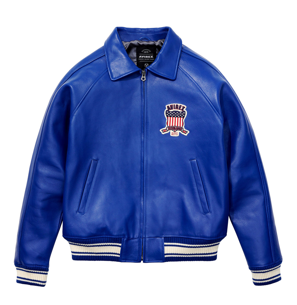 Purchase Best Genuine Style Mazarine Blue Avirex Leather Fashion Jackets For Sale rfxleatherofficial