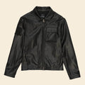 Black Aviator Shirt Style Avirex Leather Jacket - Endless Racegear