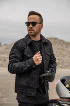 HUSKY JACKET BLACK – Sherpa Trucker Motorcycle Jacket Unisex Pando Moto