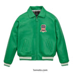 Green Varsity Bomber Icon Avirex Leather Jacket Endless Racegear
