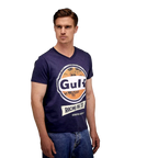 GrandPrix Originals Men's Gulf Vintage Racing Oil V-Neck T-Shirt - Navy GrandPrix Originals USA
