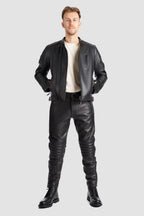 TWIN LEATHER JACKET BLACK - Men’s Leather Motorcycle Jacket Pando Moto