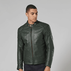 Braddan Green Leather Jacket Triumph