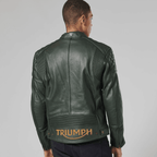 Braddan Green Leather Jacket Triumph