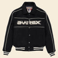 Men Black Woolrider Avirex Leather Letterman Jacket 3A MOTO LEATHER