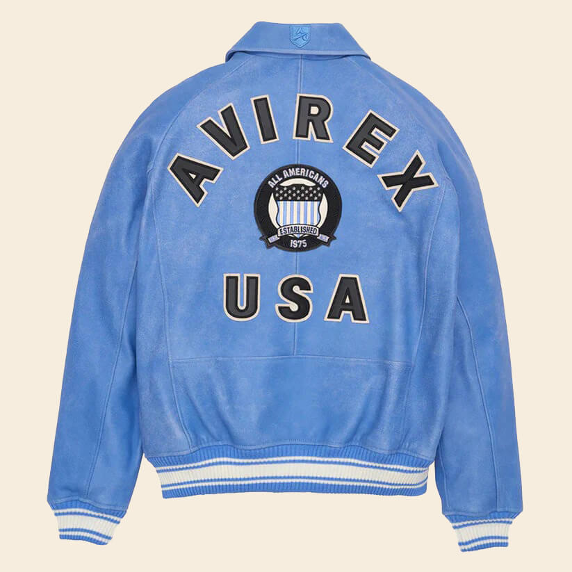 Men's Denim Bomber Varsity Limited Edition Avirex Leather Jacket Endless Racegear