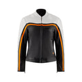 MotoGirl Hayley White / Orange / Black Leather AAA Jacket MotoGirl