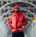 Buy Best Style Salvage Red Color Leather Fashion Bomber Jackets For Sale rfxleatherofficial