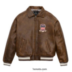 Vintage Brown Letterman Limited Edition Avirex Leather Jacket Endless Racegear
