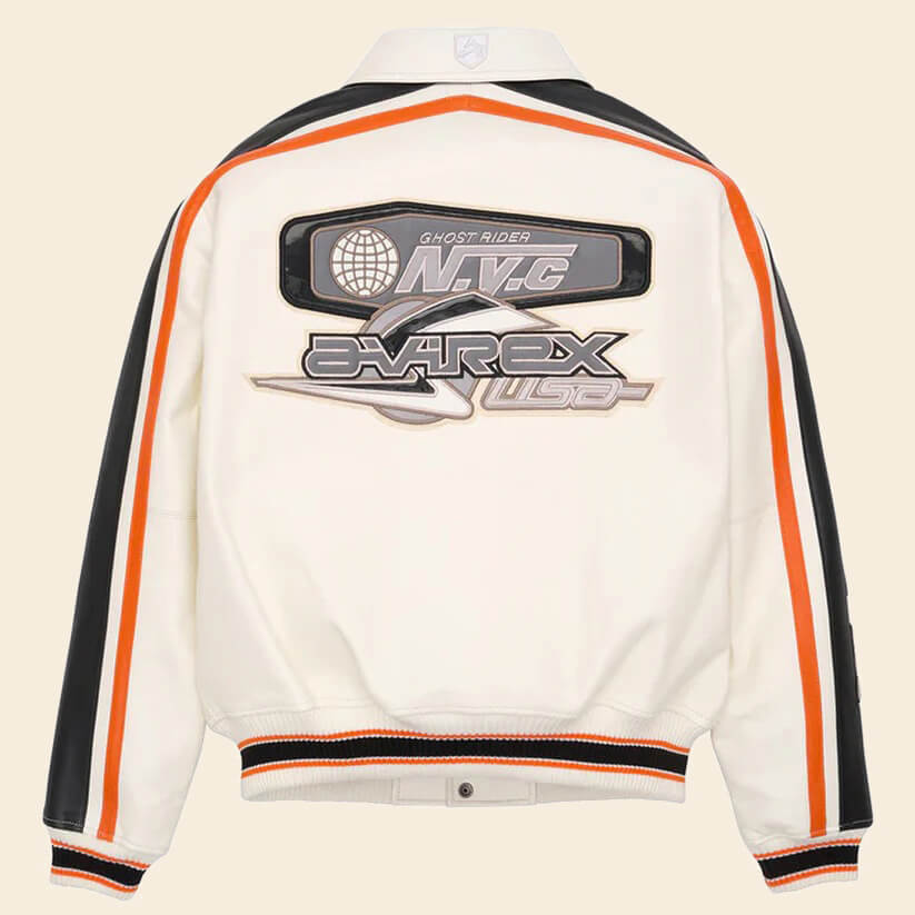 White City Racer Bomber Avirex Leather Jacket 3A MOTO LEATHER