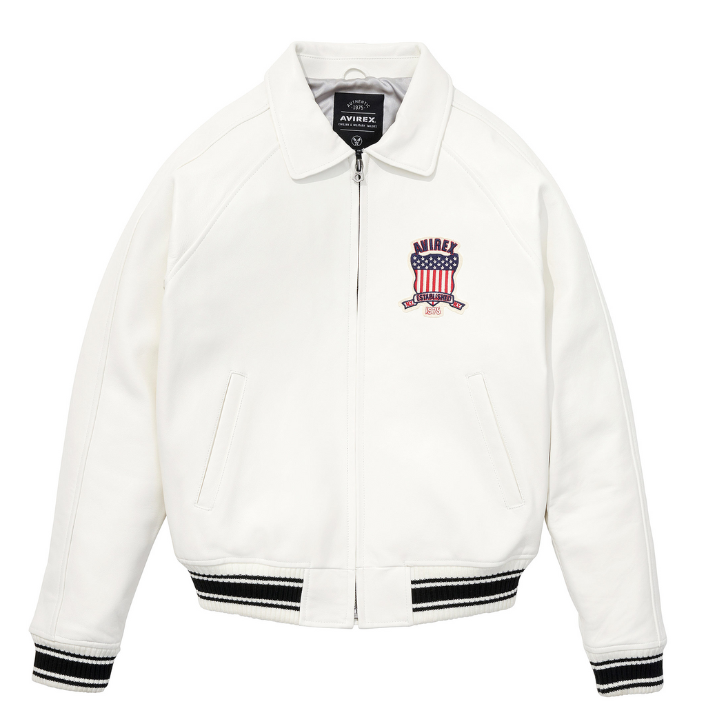 Buy Best Genuine Style White Color Avirex Leather Fashion Jackets For Sale rfxleatherofficial