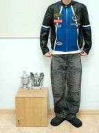 Supreme Blue Leather Vintage Racing Jacket Ex Race Gear