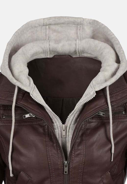 Women’s Chocolate Brown Leather Bomber Jacket 3A MOTO LEATHER