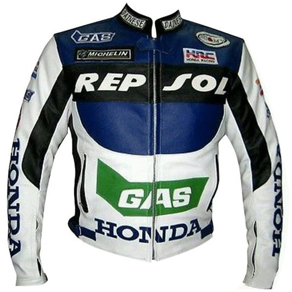 Honda Repsol Gas Motorcycle Biker Leather Jacket 3A MOTO LEATHER