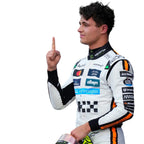 Endless Racegear Lando Norris Monaco GP race suit replica white racing suit with sponsor logos and orange trim