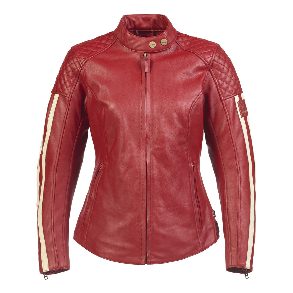 Ladies Braddan Sport Red Leather Jacket Triumph