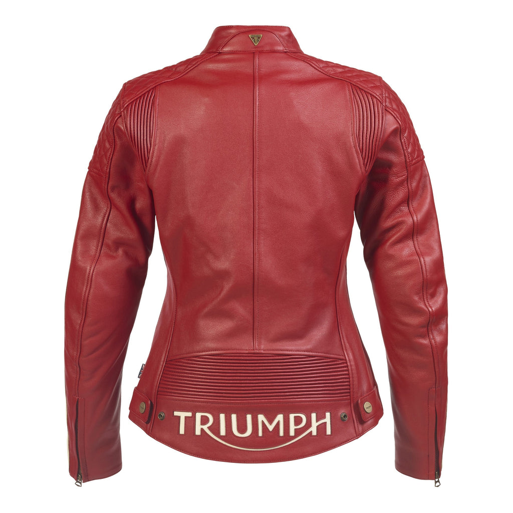 Ladies Braddan Sport Red Leather Jacket Triumph