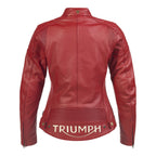 Ladies Braddan Sport Red Leather Jacket Triumph